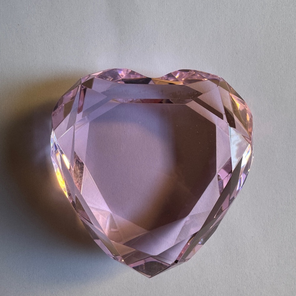Heart-Shaped Pink Crystal Paperweight